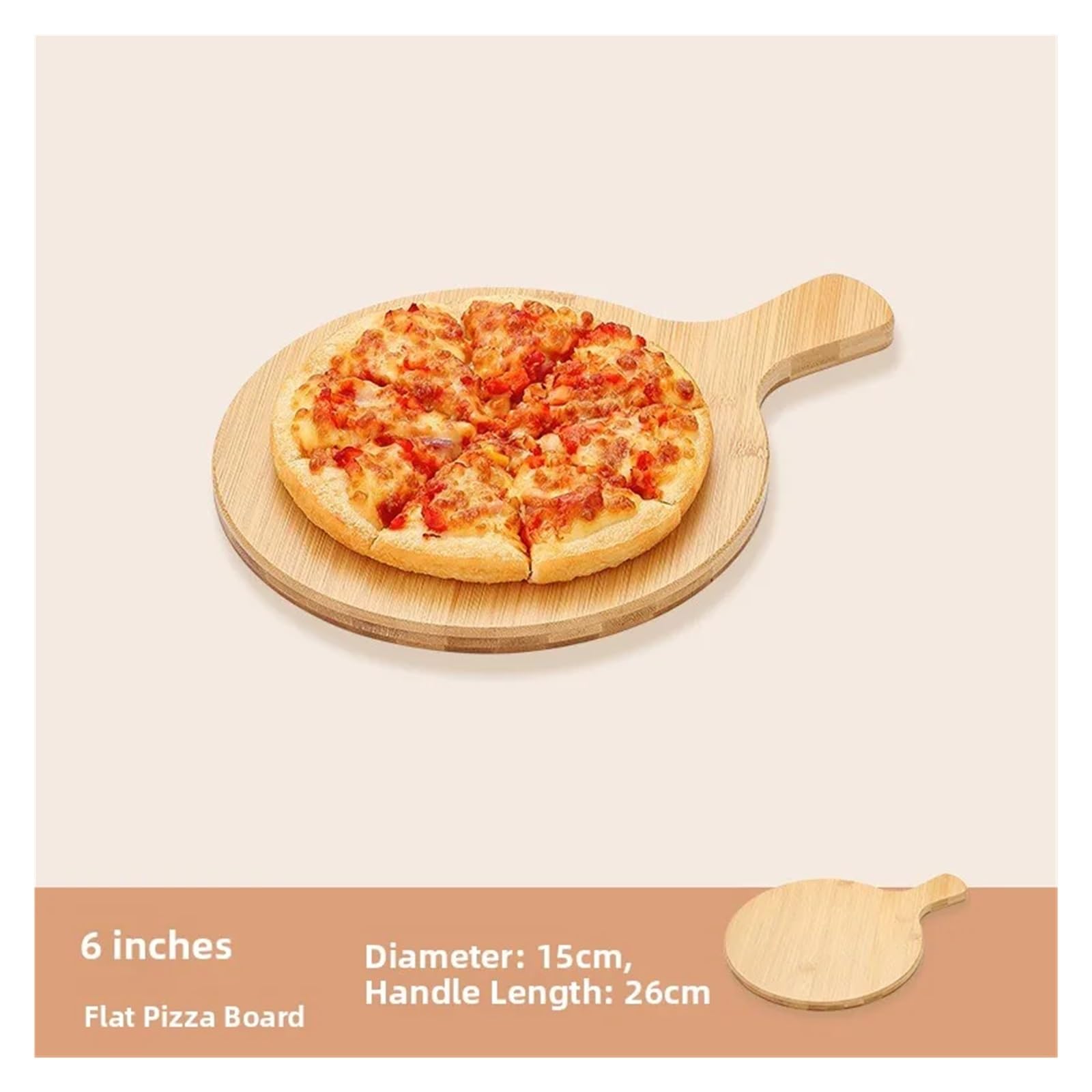 20 cm rzeźbiona bambusowa taca na pizzę – okrągły drewniany talerz do serwowania steków, chleba i ciasta – ekologiczne akcesoria kuchenne do użytku domowego