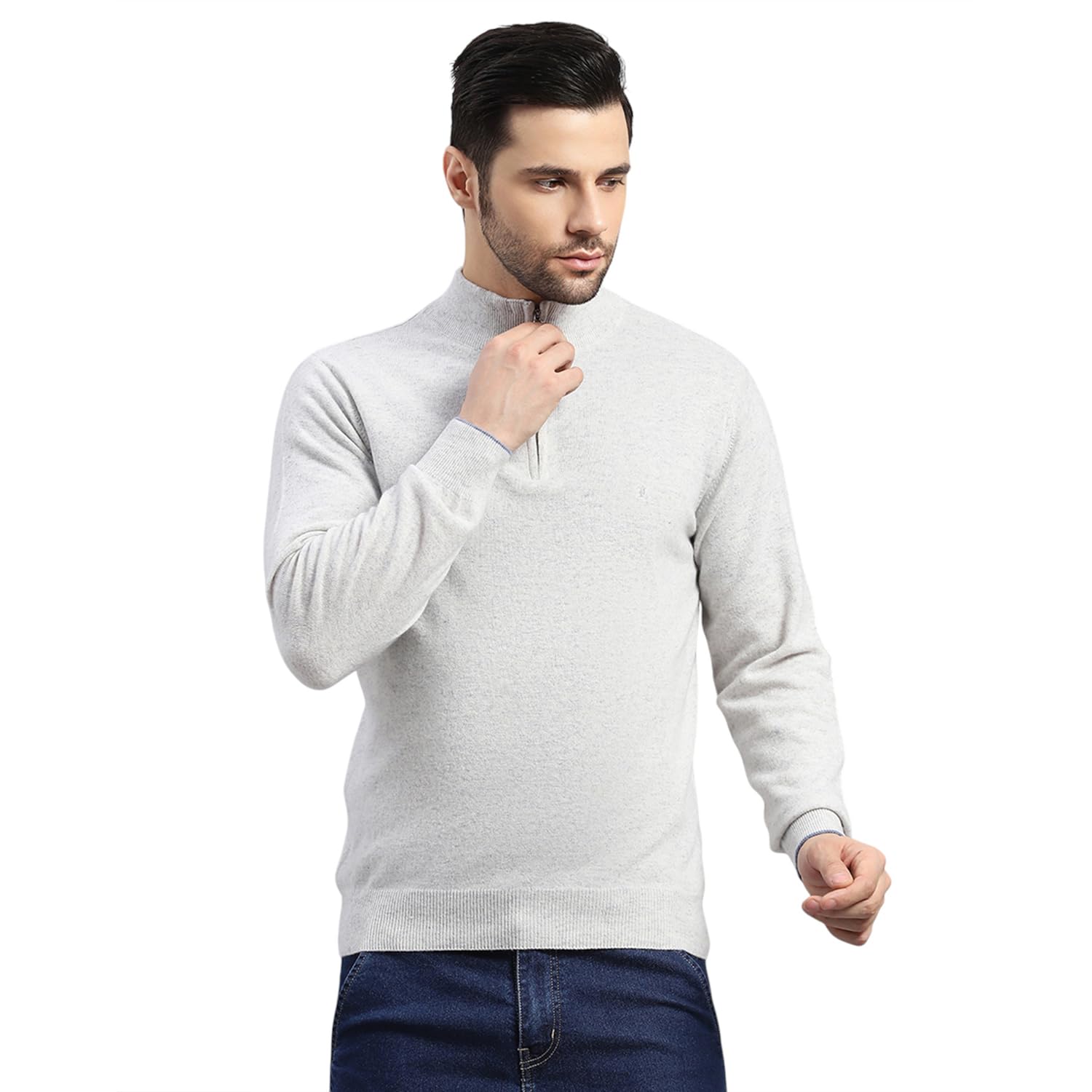 monte carlo Men's Regular Fit Solid Pattern Collar Neck Zipper Full Sleeve Winter Pullover | Warm Woolen Sweater for Men |Comfortable Knitted Winter Wear for Men (Pack of 1)-picture-22