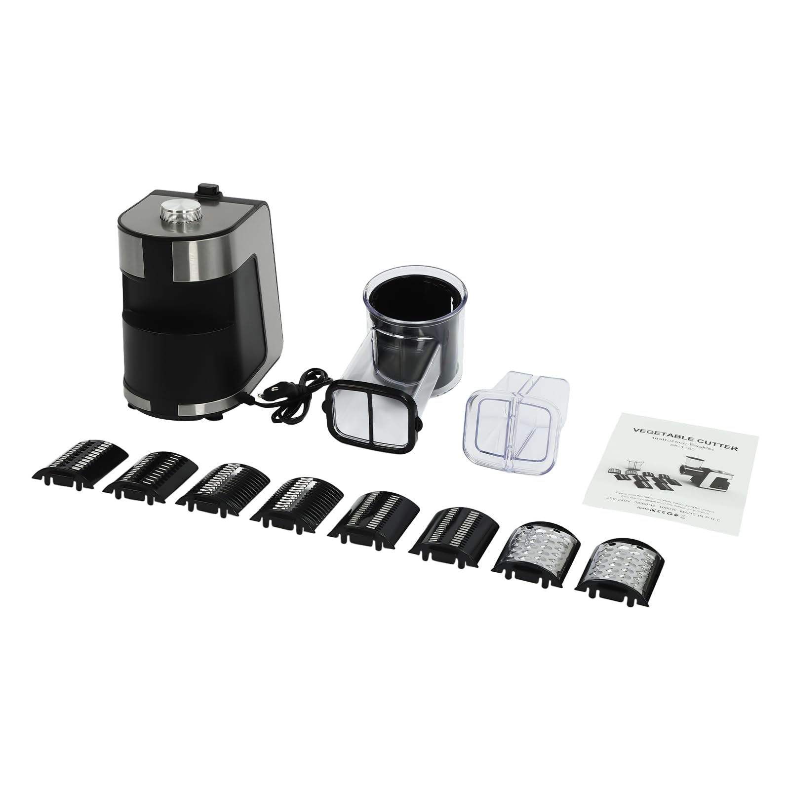 Râpe à Légumes Électrique 1000W, Coupe-légumes Professionnel avec 10 Lames, pour Râper Pommes de Terre, Radis, Concombre, Oignon dans Cuisine, Restaurant