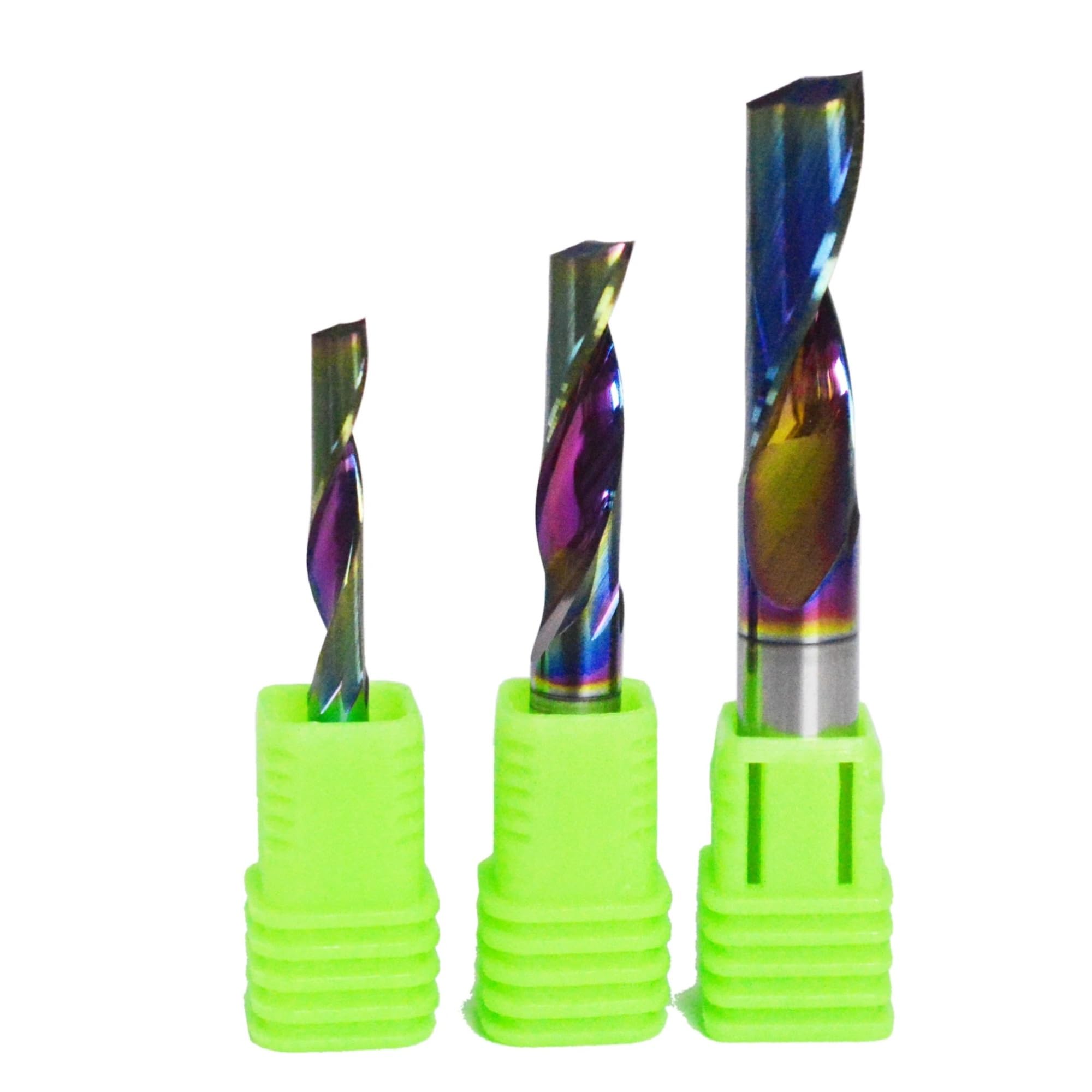 10 pezzi 3.175 4 6 8 12 mm Fresa in lega di carburo solido a singolo tagliente, fresa for rivestimento in alluminio Per trapano da banco(10P 3.175x1.0x3x38L)