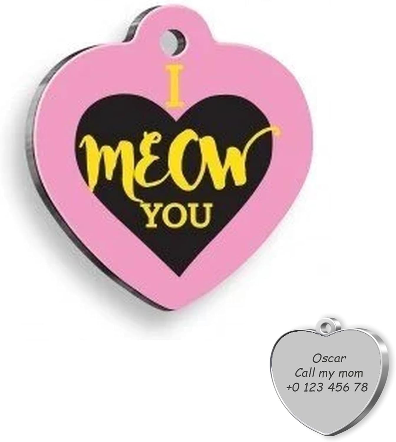 I Meow You Personalized Cat Tag - Custom Name Tag - ID Tag for Cat - Customized Cat Tags - Cat Name id Tag - Cat Name Tag - Engraved Cat Tag