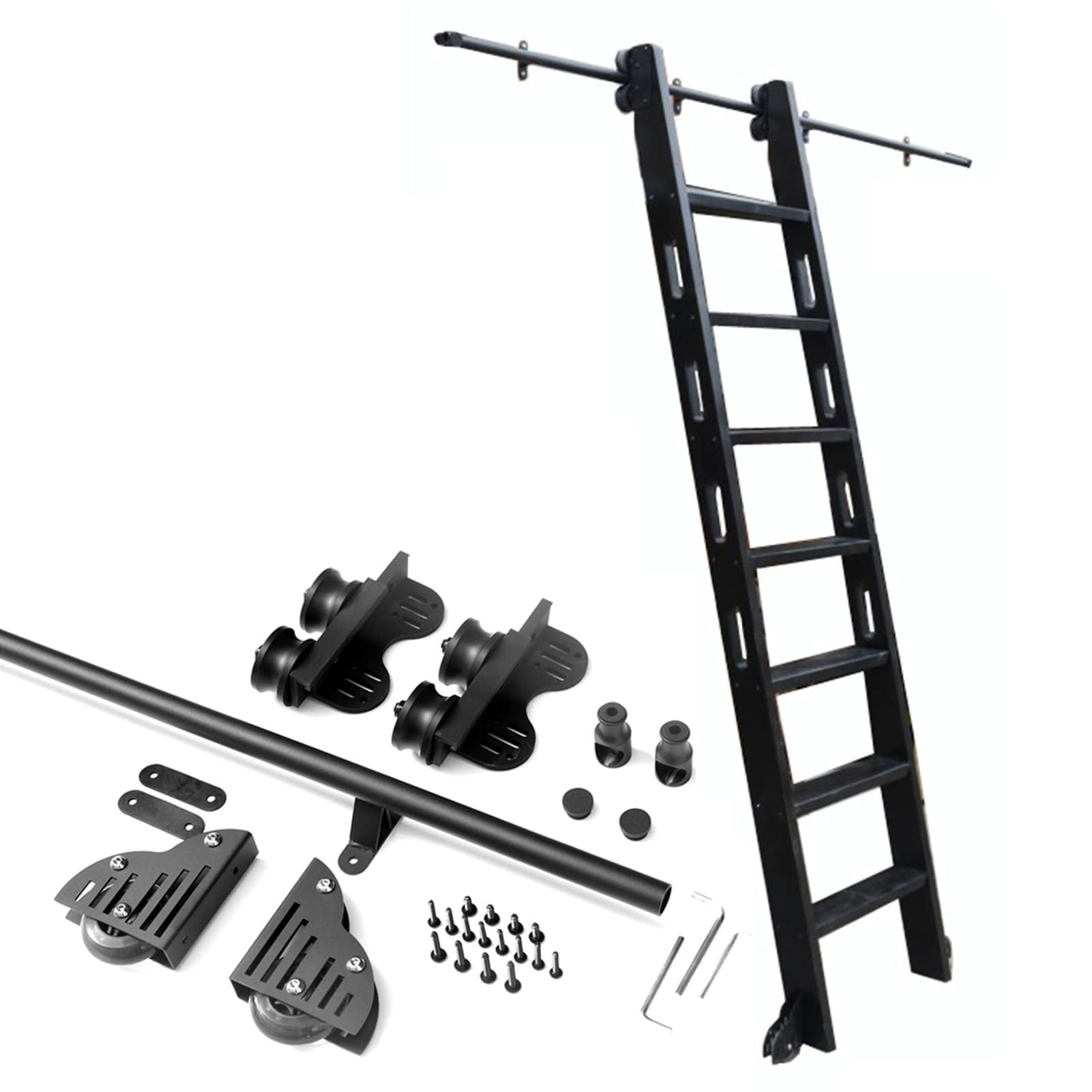Quincaillerie pour échelle coulissante de style rustique noir avec rail de 100 cm à 4,8 m