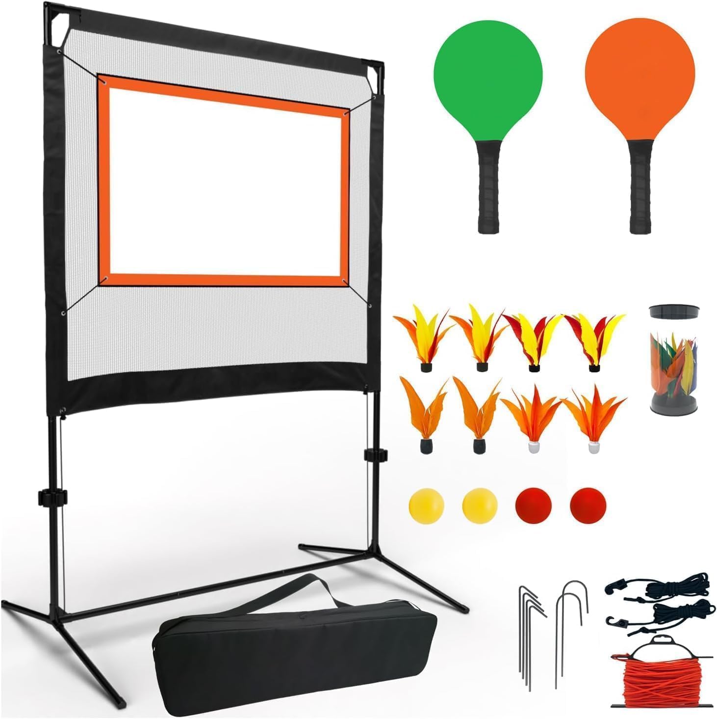Set tutto in uno con racchette e rete: unisce pickleball, badminton e ping pong, facile da montare per divertirsi in giardino, al parco, in spiaggia, al chiuso e all'aperto
