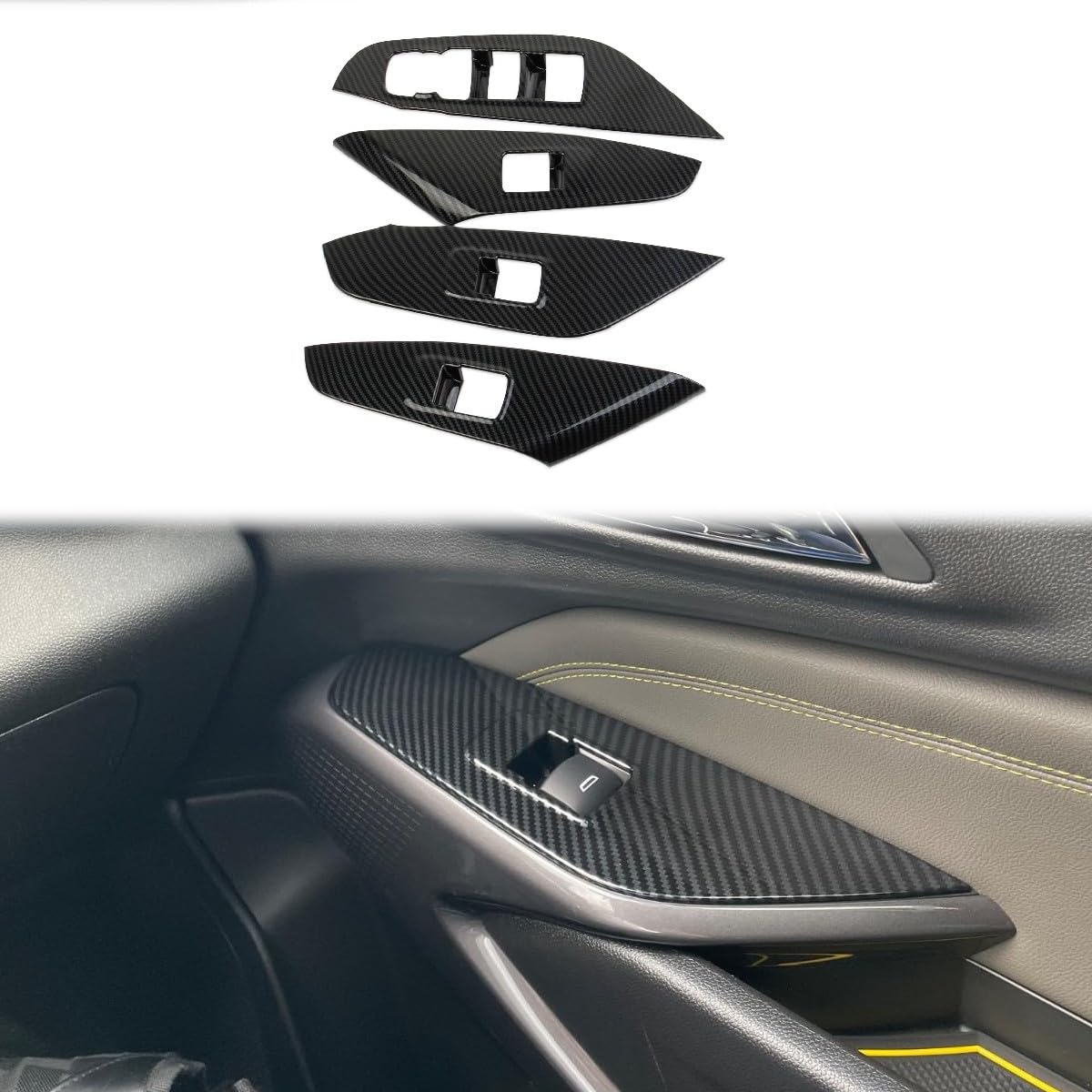 Korlot Carbon Fiber Style Window Lift Trim Switch Panel Cover Trim for Chevrolet Trax 2024-2026