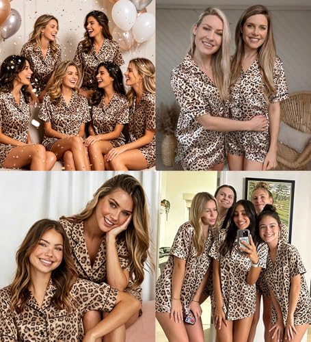 Image of SWOMOG Womens Silk Satin Pajamas Set Short Sleeve Sleepwear Button Down Top and Shorts Loungewear 2 Piece Pjs Set XS-3XL