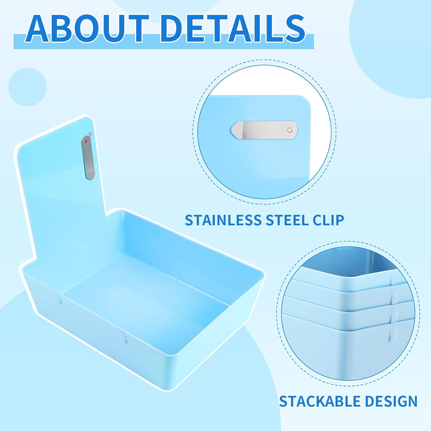 Tioncy 14 Pack Dental Working Lab Pan, Dental Lab Work Case, Medium Plastic Pans with Stainless Steel Clip for Holding Job Cards and Notes Lab Organization (Blue)