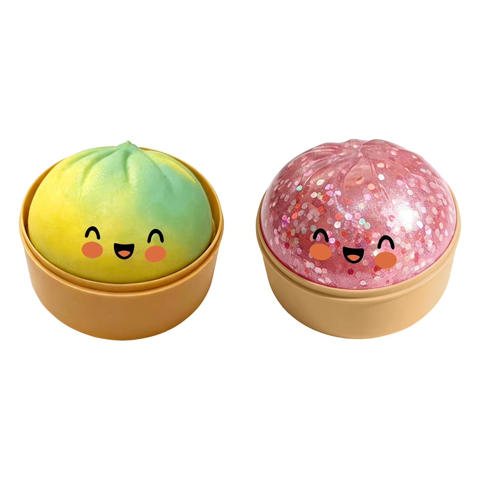 Genérico 2PCS Glitter Dumpling Squishy, mystery1 Dumpling Squishy Box original1, Fidget Toy, Soft Squeeze Dough
