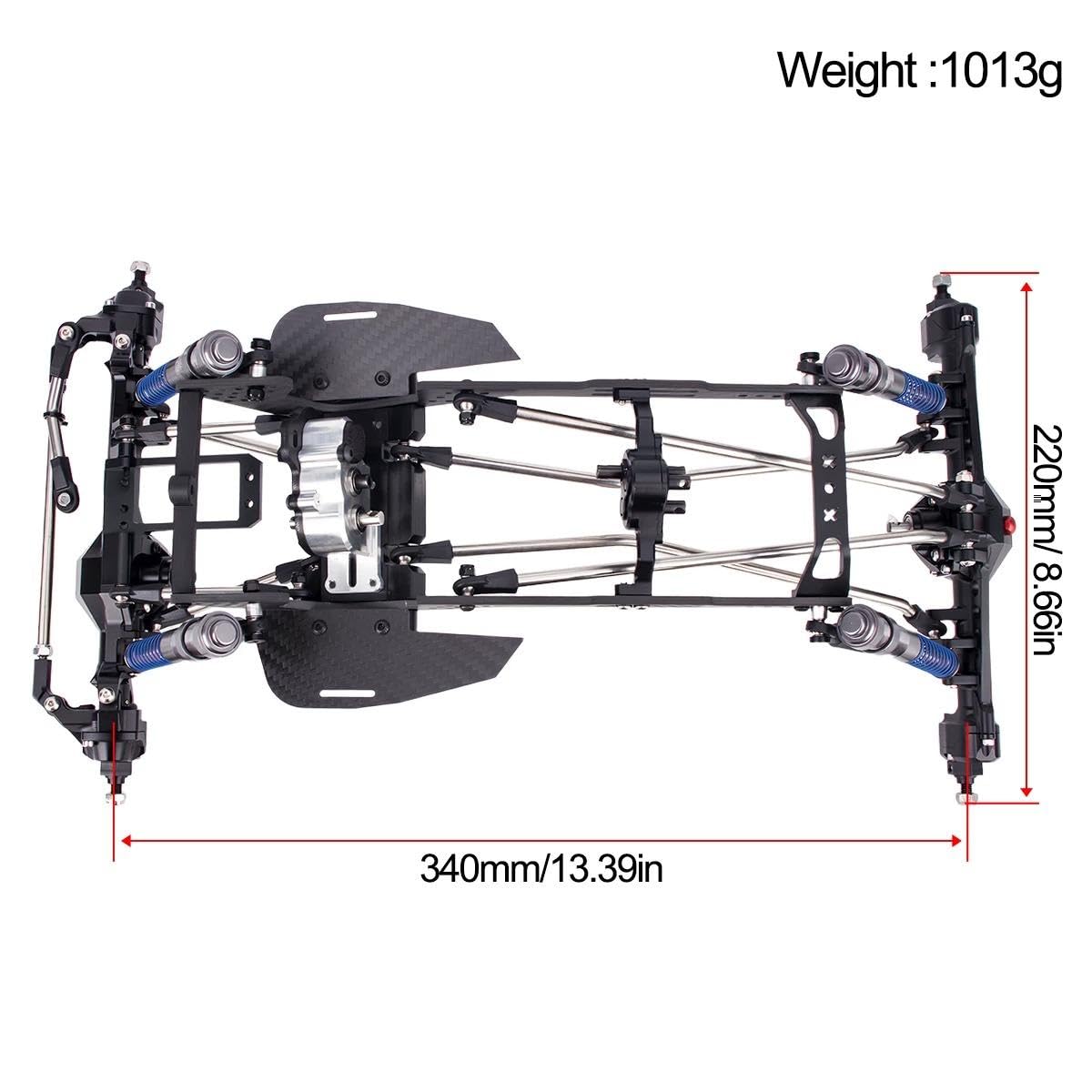 Kit de Chasis de Fibra de Carbono para Coche RC Crawler 1/10. Reemplaza Directamente Los Accesorios.