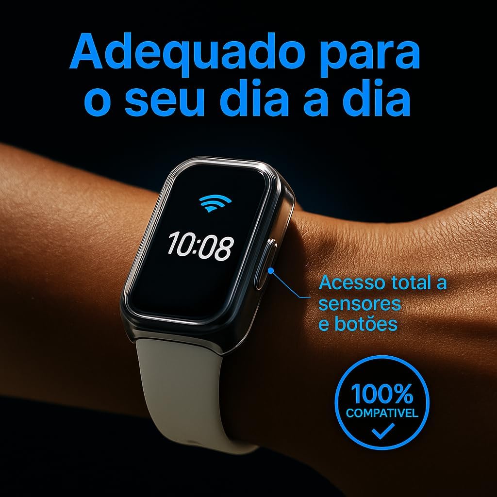Capa Protetora com Película Compatível com Samsung Galaxy Fit 3 Transparente de Alta Resistência Capa Case Galaxy Fit 3 Protetora para Smartwatch