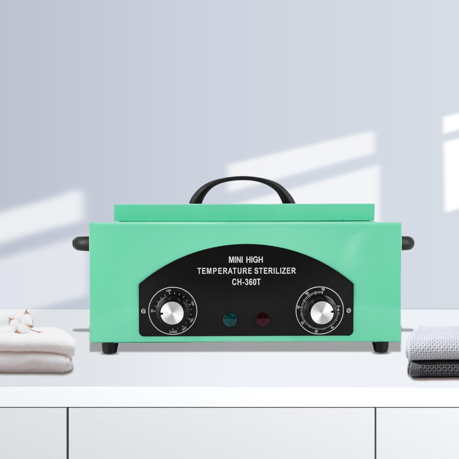MINRS Sterylizator gorącym powietrzem, sterylizator wysokotemperaturowy, 300 W, 220°C, sterylizator z regulowanym timerem, do narzędzi do paznokci, kosmetyków, pielęgnacji stóp, salonu piękności,
