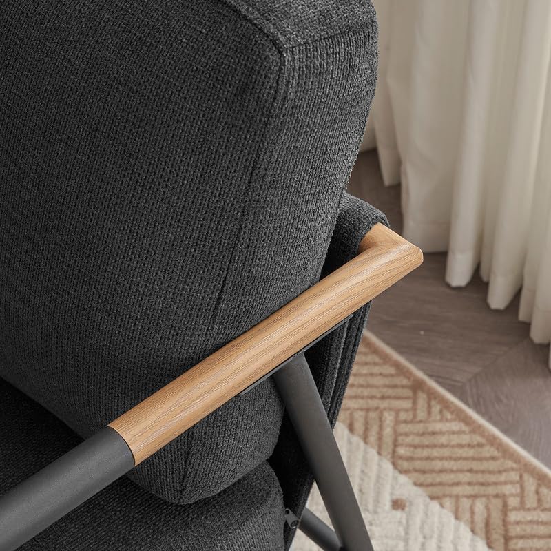 Miniatura 6 de Mid-Century - Silla decorativa moderna, cómoda silla tapizada de felpilla para sala de estar, dormitorio, oficina, sillón con respaldo medio con