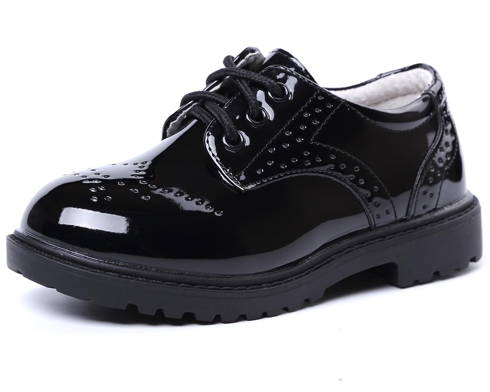 PPXID Jungen Schnürhalbschuhe wasserdichte Lackschuhe Schule Oxfords Uniform Hochzeit Anzugschuhe