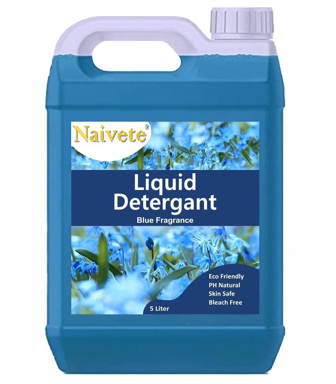 Naivete (M.N.C) Liquid Detergent, Laundry Liquid for Fabric Care, Suitable for Top-Load and Front Load Machine and Hand Wash, Concentrated Laundry Detergent (5 Litre) (Blue Laundry Detergent)