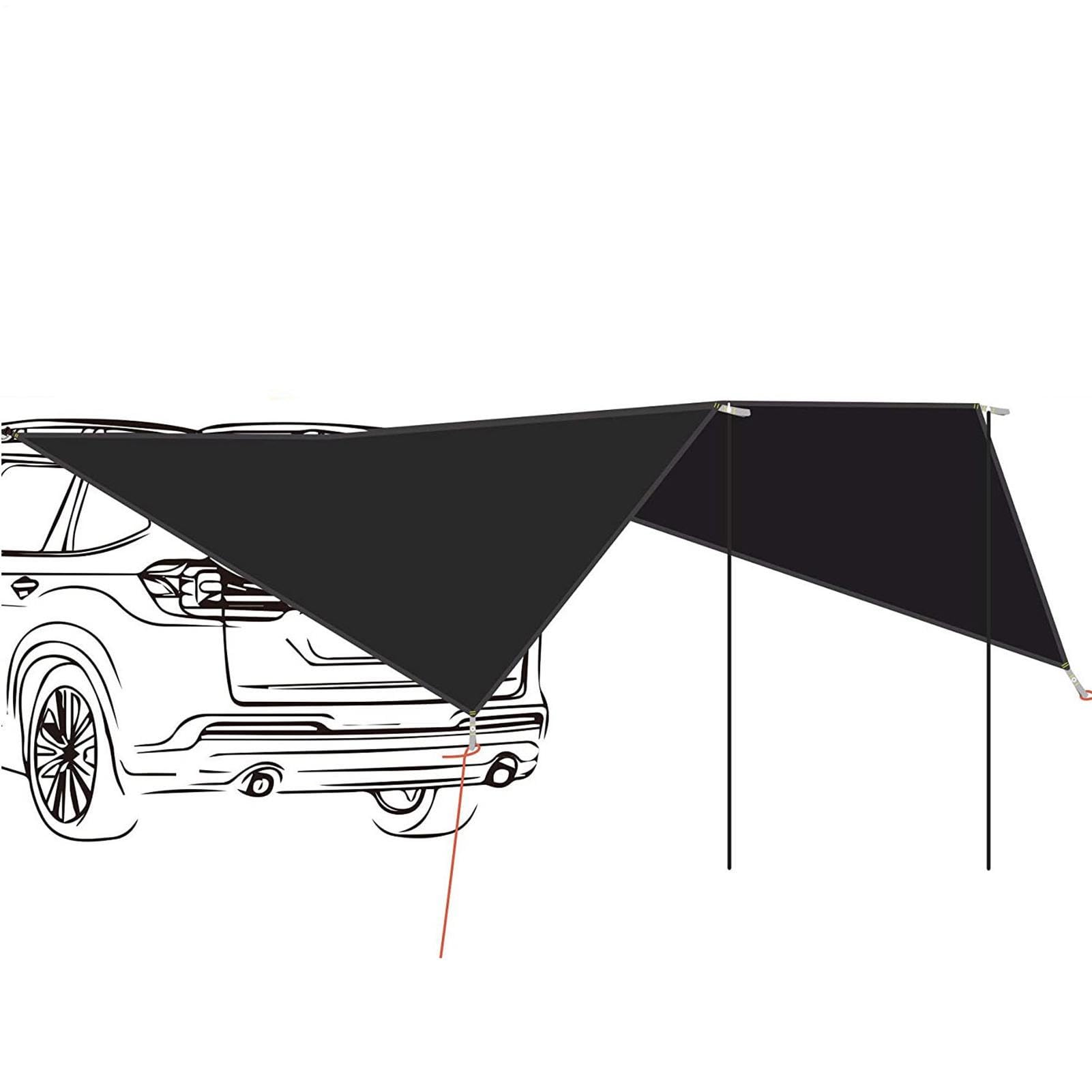 Markiza na tylną klapę 2,7 X 3,35 M Wodoodporny Daszek Z Ochroną UV | Markiza na tył pojazdu z ochroną UV, wiatroodporna Na kemping, na zewnątrz, do aut SUV, ciężarówek, kamperów, na