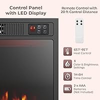 Vista 5 de RELAX4LIFE 23-inch Electric Fireplace Inserts - 750W/1500W Fireplace Heater w/3 Flame Color, Adjustable Crystal Brightness, Thermostat, 1-8H Timer &