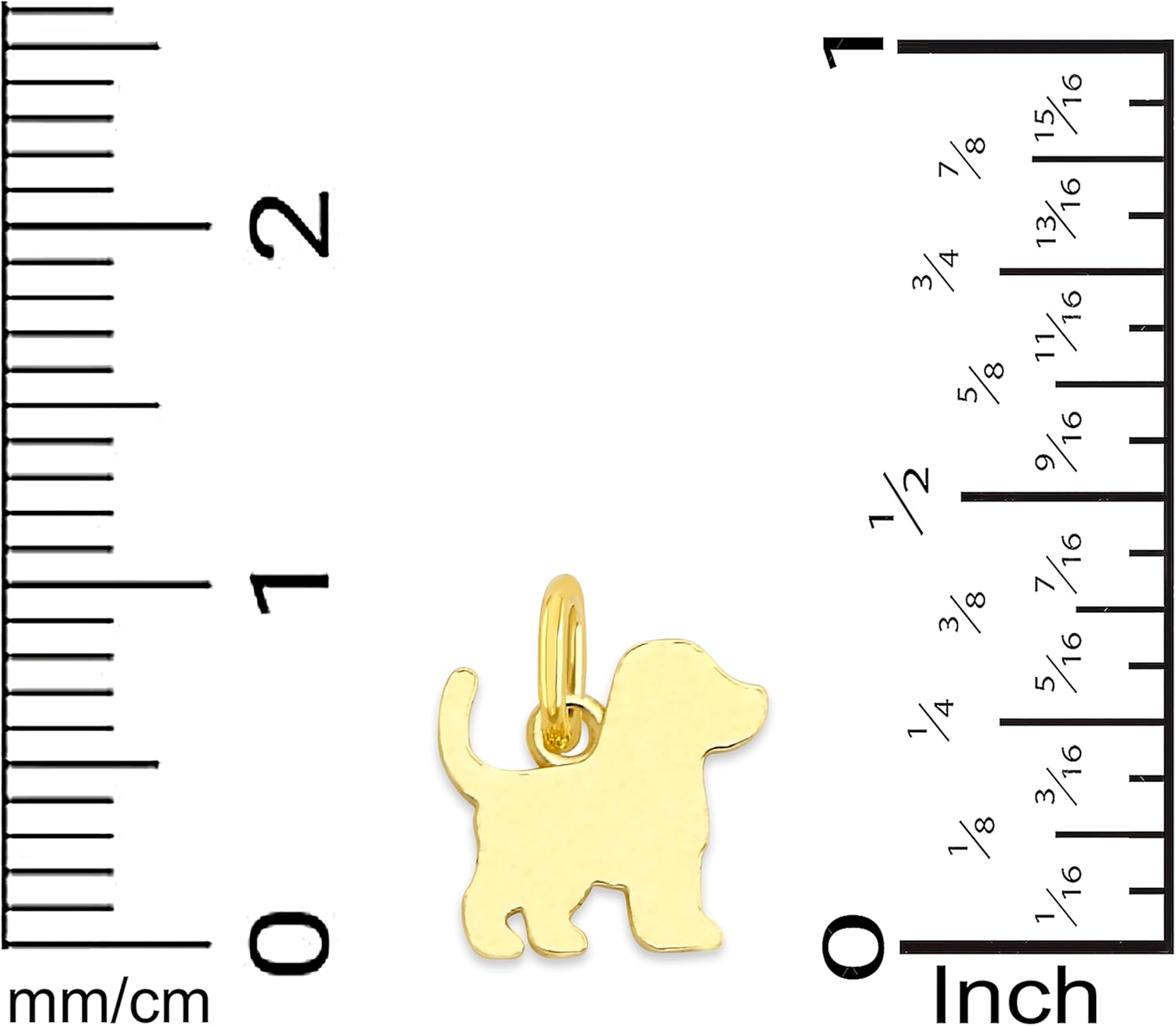 Solid Gold Dog Silhouette Charm - 10k/14k Canine Outline Pendant with Jump Ring, Pet Lover Jewelry Accessory