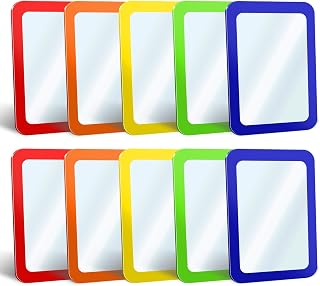 Hidaily 10 Pack 6x4 Inch Unbreakable Shatterproof Mirrors for Kids Crafts - Child Safe, Rounded Corners, 5 Colors for Classroom & Preschool