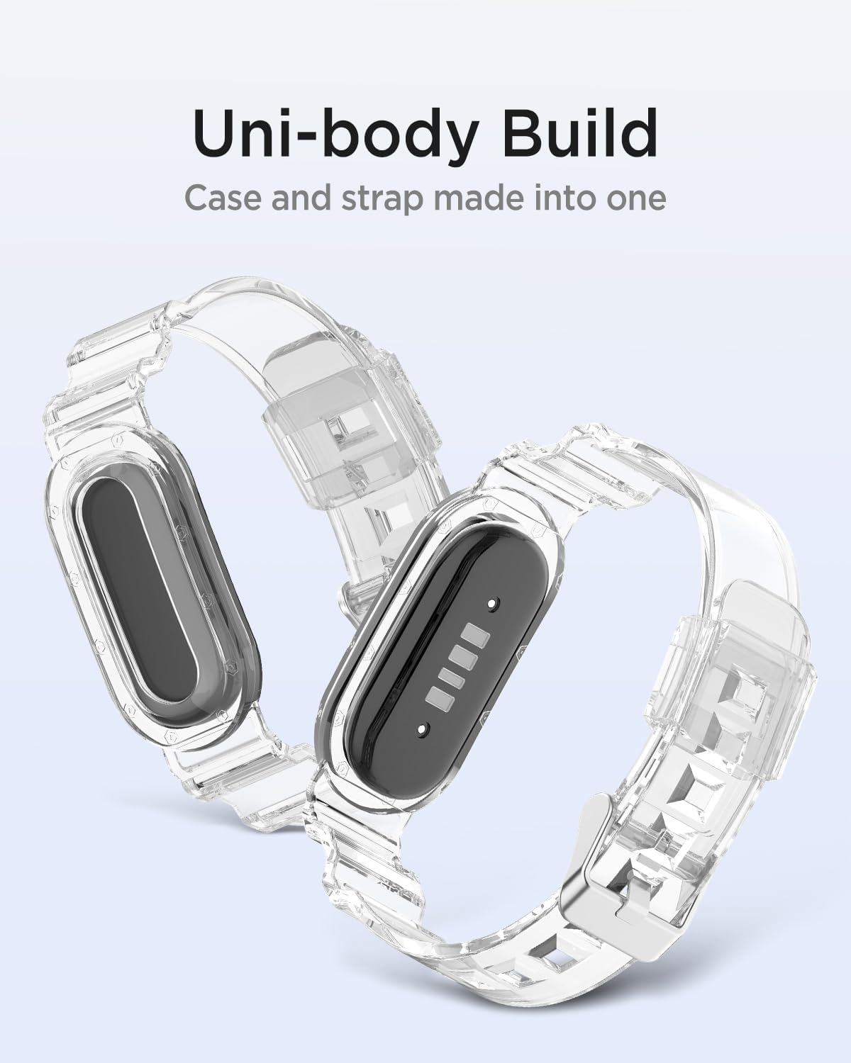 Miimall 2-Pack Sport Band for Google Fitbit Air, Water & Sweat Resistant, Rugged Breathable Replacement Case Band, Transparent Crystal Adjustable TPU Strap Bumper Case for Fitbit Air for Women Men