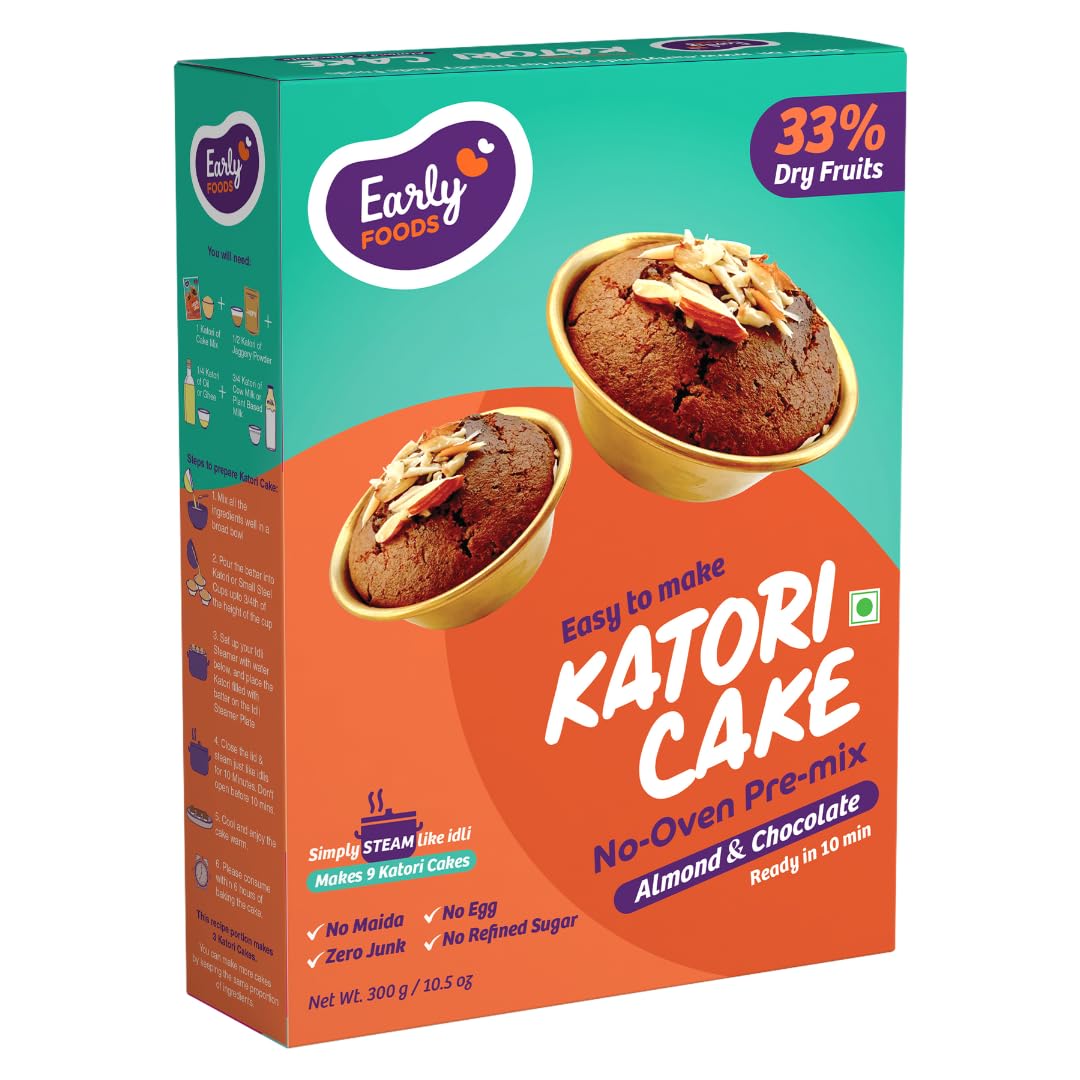 Early Foods : Almond & Choco Katori Cake Mix | Instant Millet Cake Mix | No Maida or Refined Sugar Free Cake Mix | Chocolate Cake Mix | Eggless Cake Mix | No Oven or Microwave, Steamer Cake Mix 300 gms (B0D985VLPH) Amazon Price History, Amazon Price Tracker