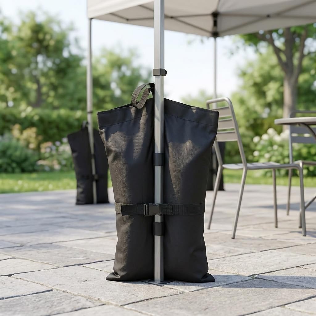 para Carpas y Cenadores, Bolsa para Toldo y Sombrilla, para Mercado, Saco de Arena de fijación para Tienda de campaña, tamaño Grande, Doble Tubo, Capacidad para 22.5 kg, 4 Unidades