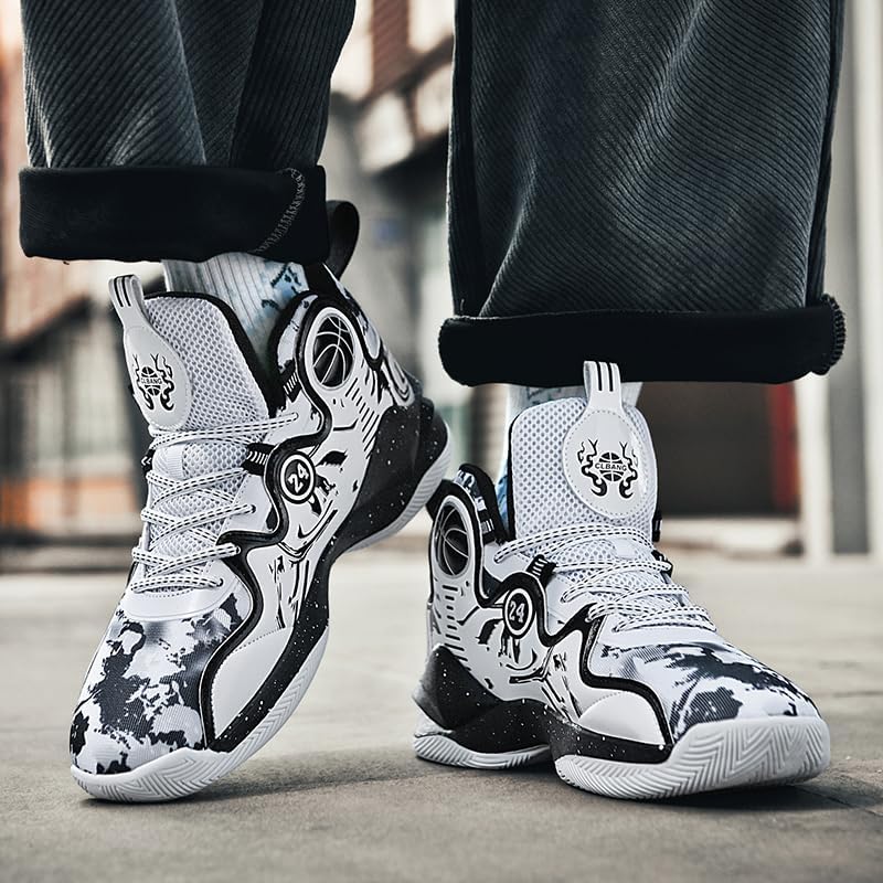 [LUUSMM] バスケットシューズ バッシュ ジュニア バスケットボールシューズ メンズ ハイカットスニーカー 大人 滑り止め スポーツ靴 おしゃれ 履きやすい 人気 運動靴 厚底 体育館シューズ アウトドア 日常着用