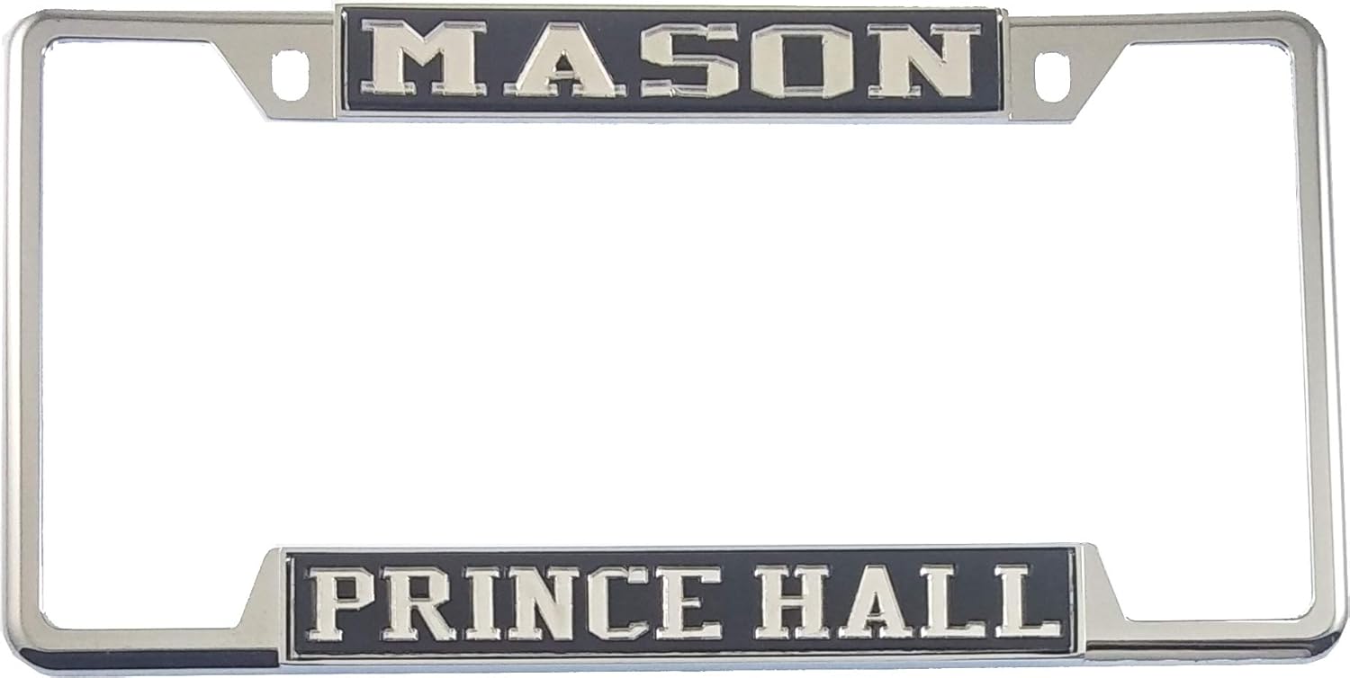 Mason Prince Hall License Plate Frame [Decal Visible Frame - Black/Silver - Car/Truck] - ID#26237