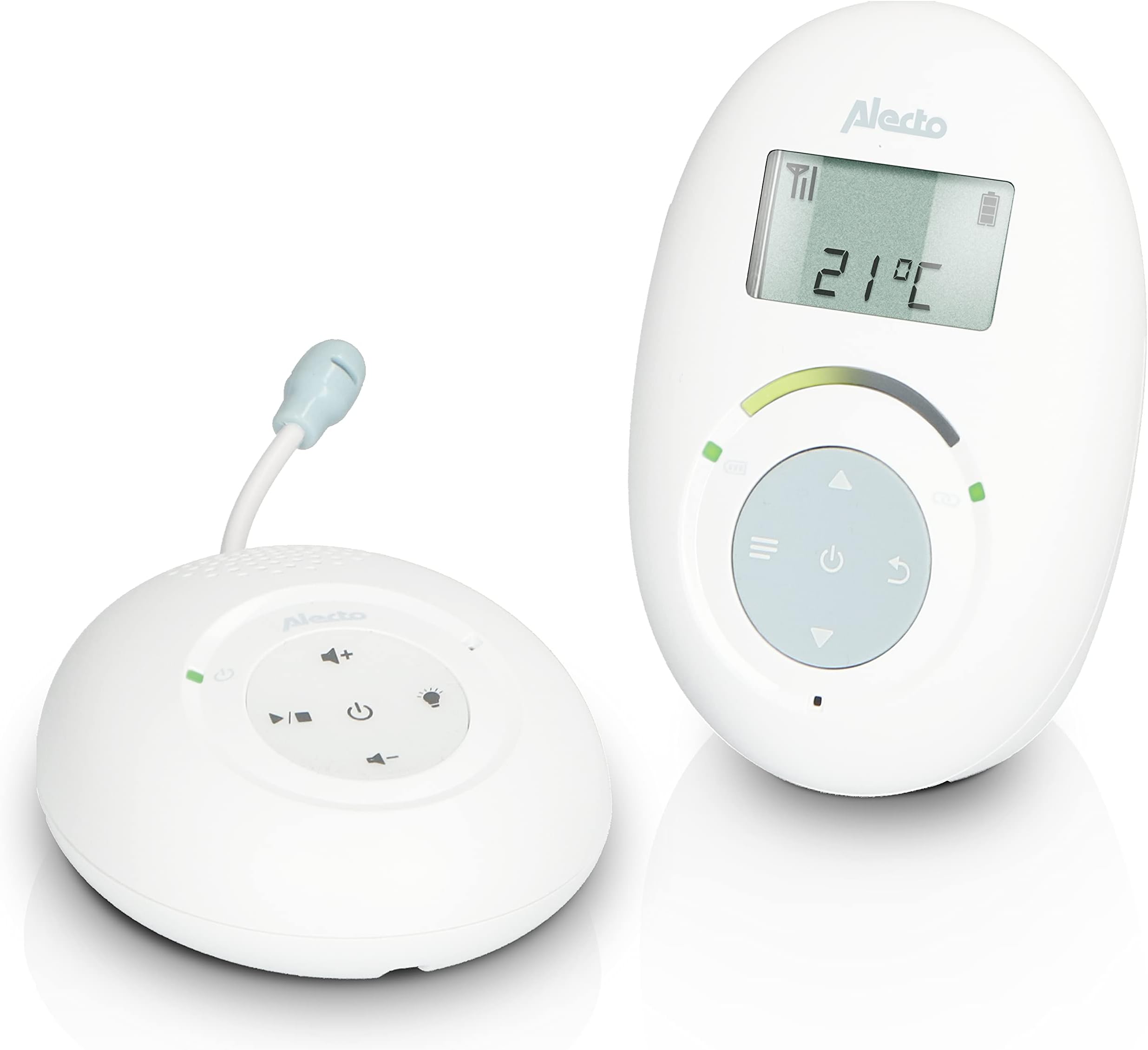 Alecto DBX120 Baby Monitor Audio - DECT Baby Monitor - Safe and Interference-free Connection - Intercom Function - 5 Lullabies - VOX Function - Low Radiation - White/Blue