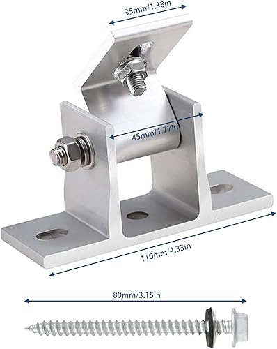 Miniatura 7 de Panel solar ajustable Soporte de montaje de inclinación Base de montaje en panel solar Soporte de techo Ángulo de inclinación 10 -60 Soporte de