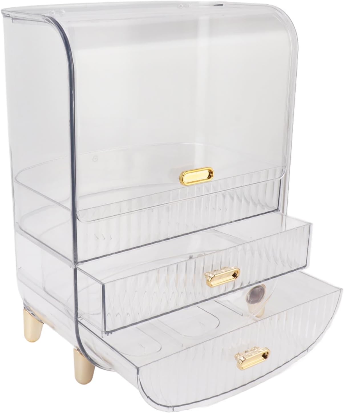 Eujgoov Makeup Storage Organizer with Drawers & Lid, Cosmetic Case for Countertop Bathroom – Ideal Gift for Women