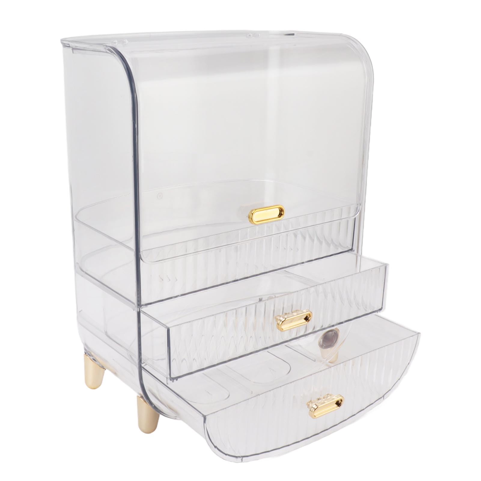 Caja de Almacenamiento de Cosméticos, Organizador de Maquillaje Duradero para el Hogar, Dormitorio, Baño con 3 Capas de Gran Capacidad PET (claro)