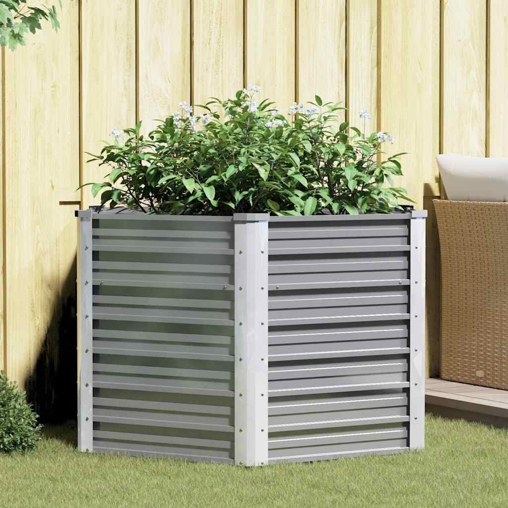Jardinera de acero galvanizado cuadrada 129x129x77cm color gris para flores