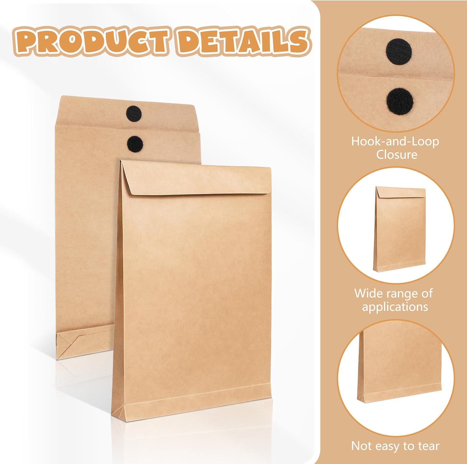 20Pcs 10x13 Big Envelopes for Document Expandable Envelopes Large Brown Paper Envelope Big File Catalog Mailing Envelope for Office Business Paper File Documents Storage Kraftpaper