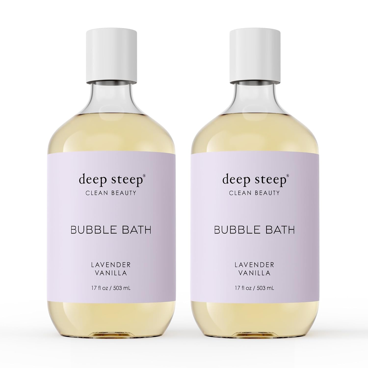 Deep Steep Bubble Bath, Lavender Vanilla, 17 oz (Pack of 2) – Soothing Soak with Shea Butter, Argan Oil, Aloe Vera & Coconut Oil – Vegan, Sulfate-Free, PH-Balanced Clean Beauty