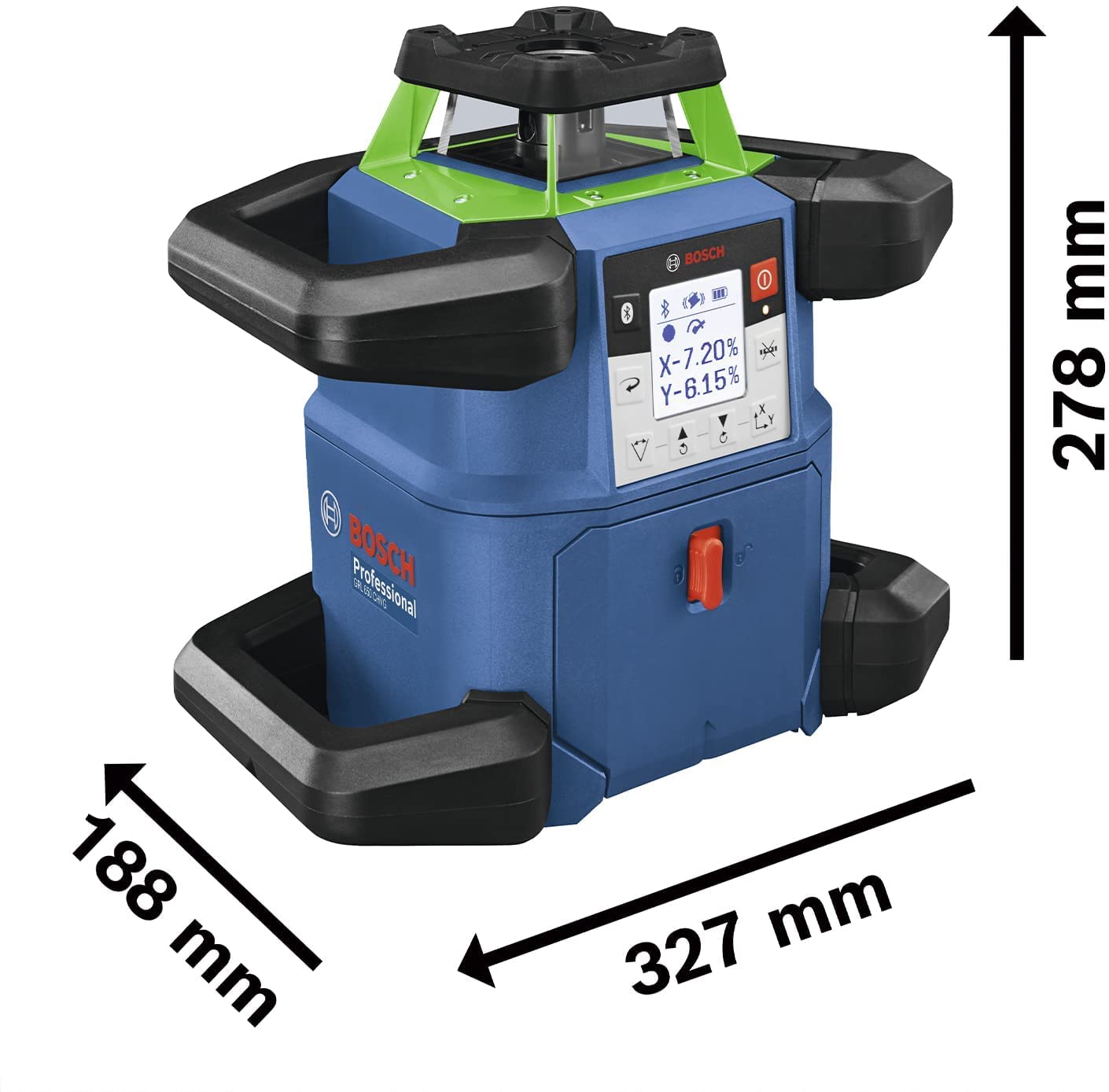 Bosch Professional Livella laser rotante 18V System GRL 650 CHVG (laser verde, doppia pendenza, 1 batteria 18 V 4,0 Ah + caricabatteria, con funzione app, portata: 650m (diametro), valigetta)
