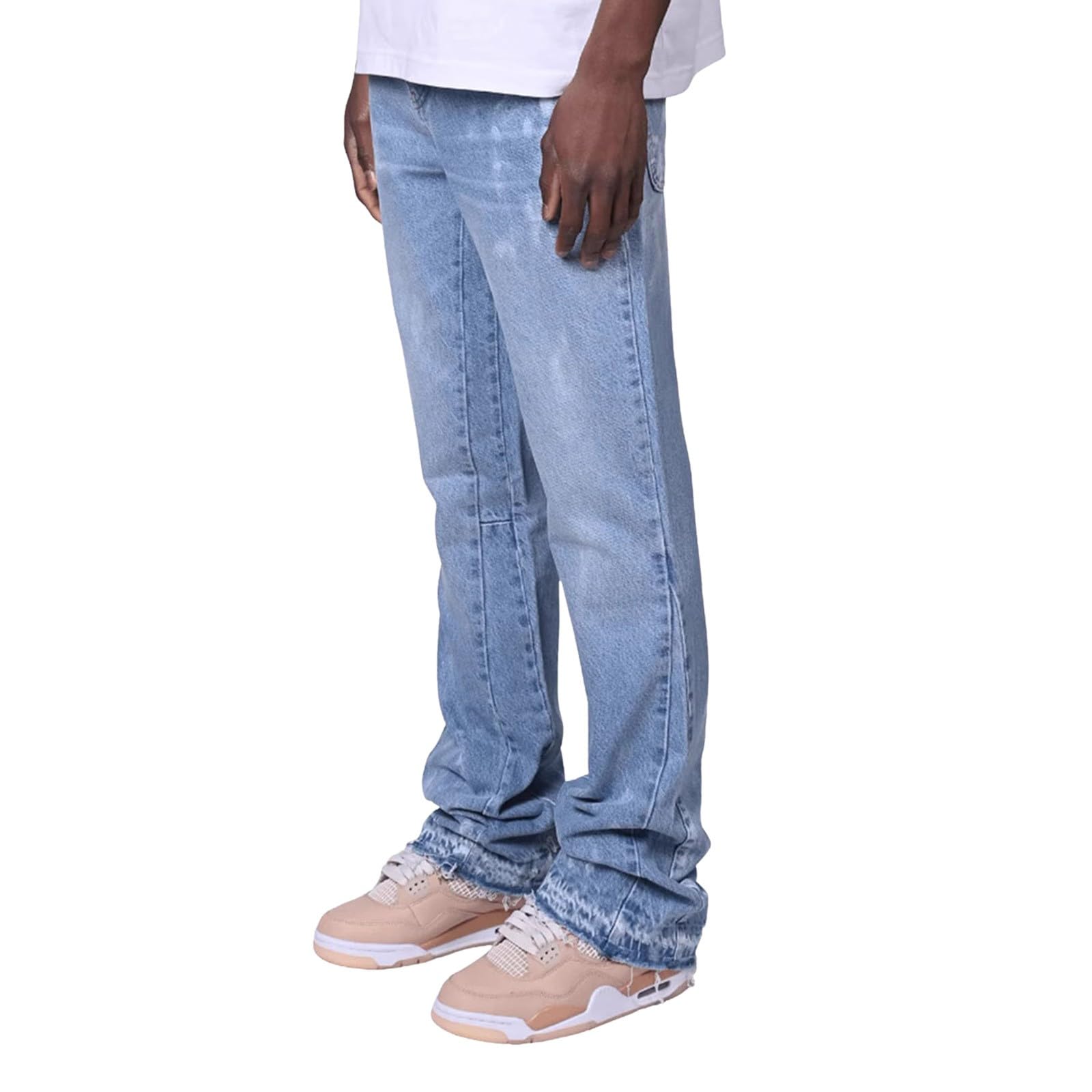 Pantalones vaqueros rectos para hombre con costuras gruesas y estilo apilado 6