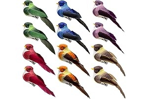 12 Artificial Birds for Holiday Decor and Christmas Tree Embellishment