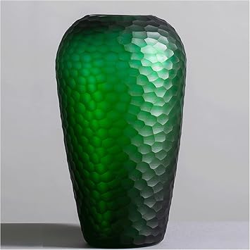Green Modern Glass Flower Clear Crystal for Home Table Living Room Decor,Art Decorative Centerpiece Flower, Handmade Flower for Entryway Decor Bedroom Fireplace Office