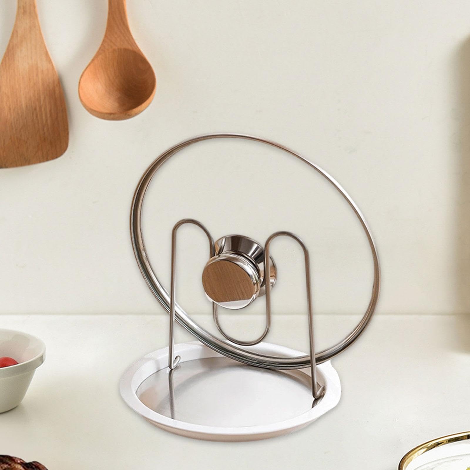 jojomis Pot Lid Holder with Drip Tray Heat Resistant Spoon Rest Kitchen Gadget for Countertop Stove Top Organizer 8.46 Inch