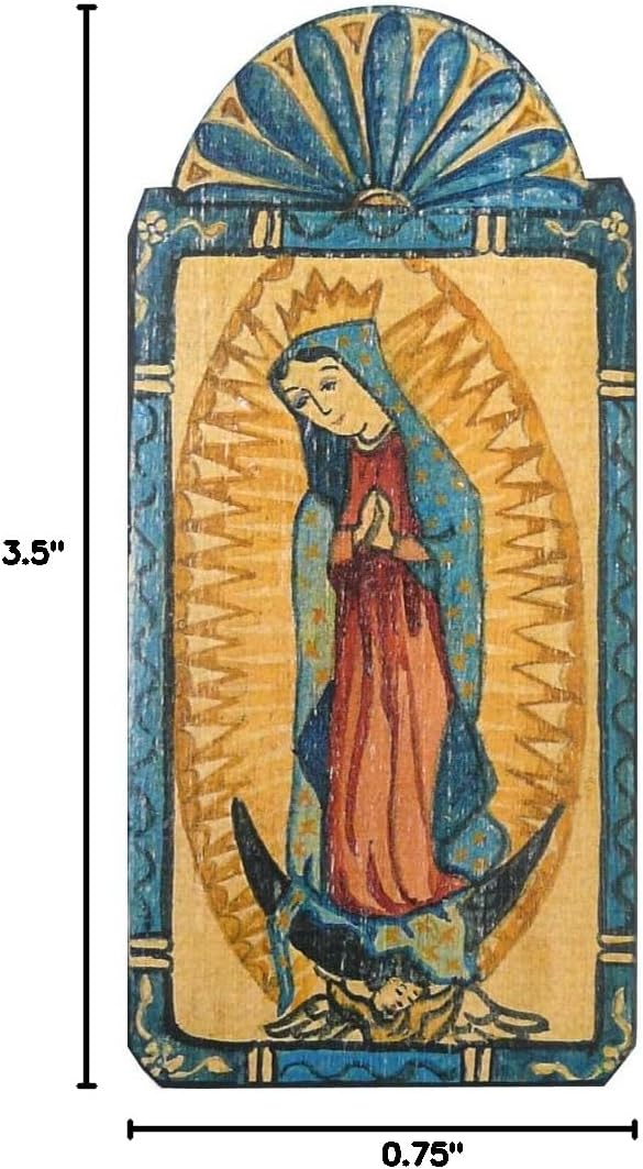 Modern Artisans Our Lady of Guadalupe Handmade Patron Saint Retablo Plaque, 3.5 x 7.25 Inches