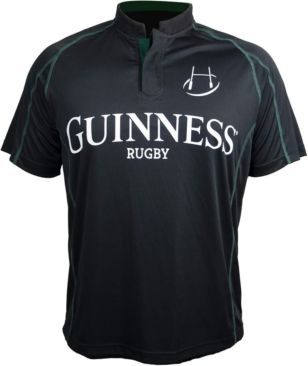Guinness Jersey de rugby de manga corta negro y verde