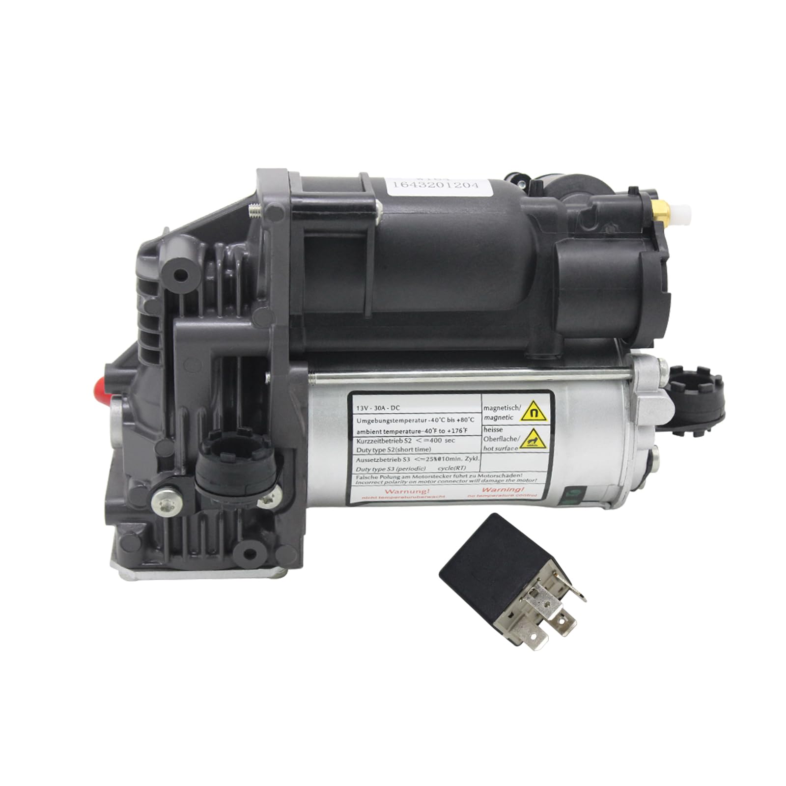 Air Suspension Compressor + Relay Suitable for Mercedes-Benz ML Class W164 W221 S350 S400 S450 S550 S600 S63 S65 AMG 2006-2012 1643200104 1643200204 A1643200204 A16433 20020204 A 164 320
