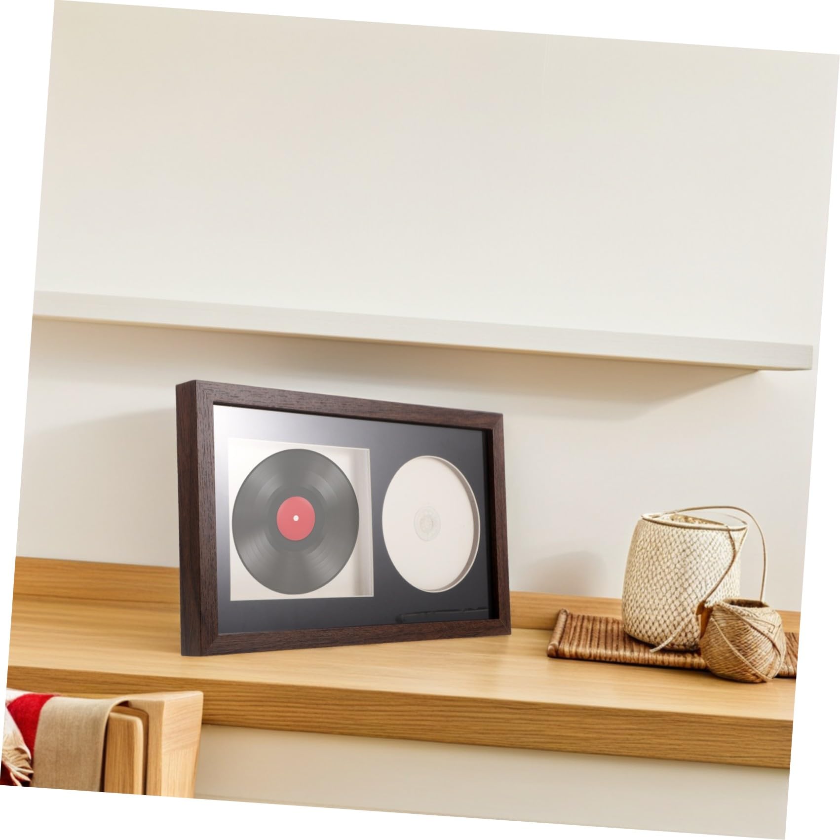 Drewniany stojak 3D z winylu i płyt CD, uchwyt ścienny i stołowy, 14,2 x 12,4 cm, kolekcjoner muzyki Sto, Ele Showcase na albumy i płyty