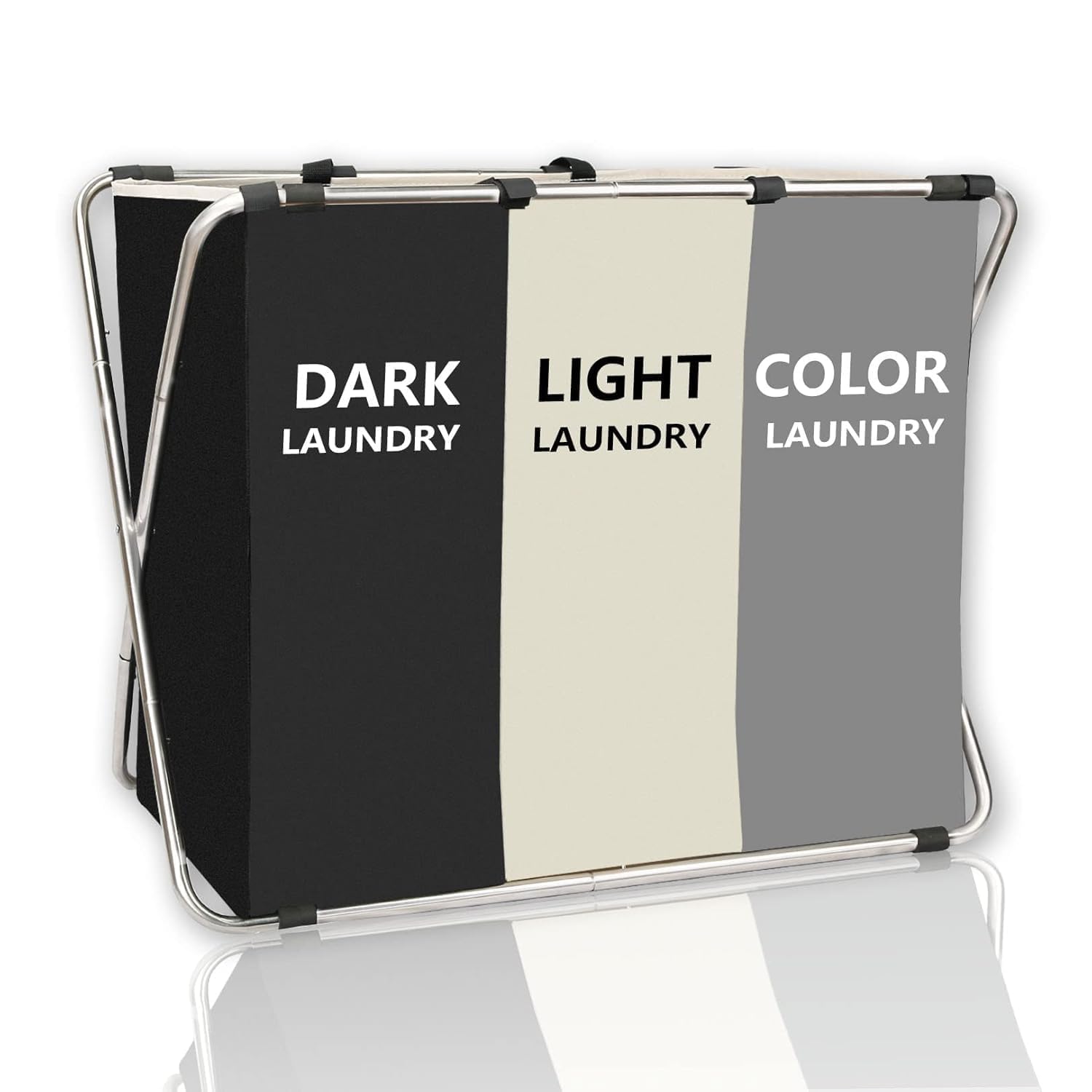 2,3-Section Rolling Laundry Sorter Trolley, Heavy Duty Aluminum Frame Laundry Cart with Removable Bags, Foldable 2,3-Compartment Clothes Organizer & Toy Storage Basket on Wheels (3 SECTION)