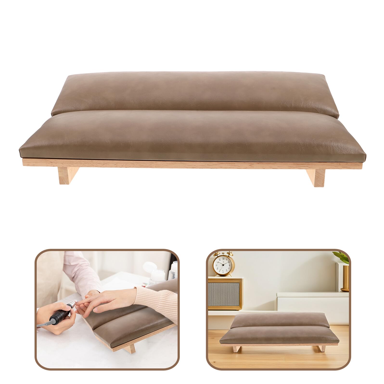 Poggiamano per Unghie in Pu, Cuscino Inclinato Vintage Beige | Supporto Ergonomico per Postura Naturale, per Tavolo Manicure e Saloni di Bellezza