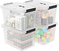 Vista 10 de Caja de almacenamiento transparente con tapa, cajas de plástico pequeñas de 6 litros, juego de 6