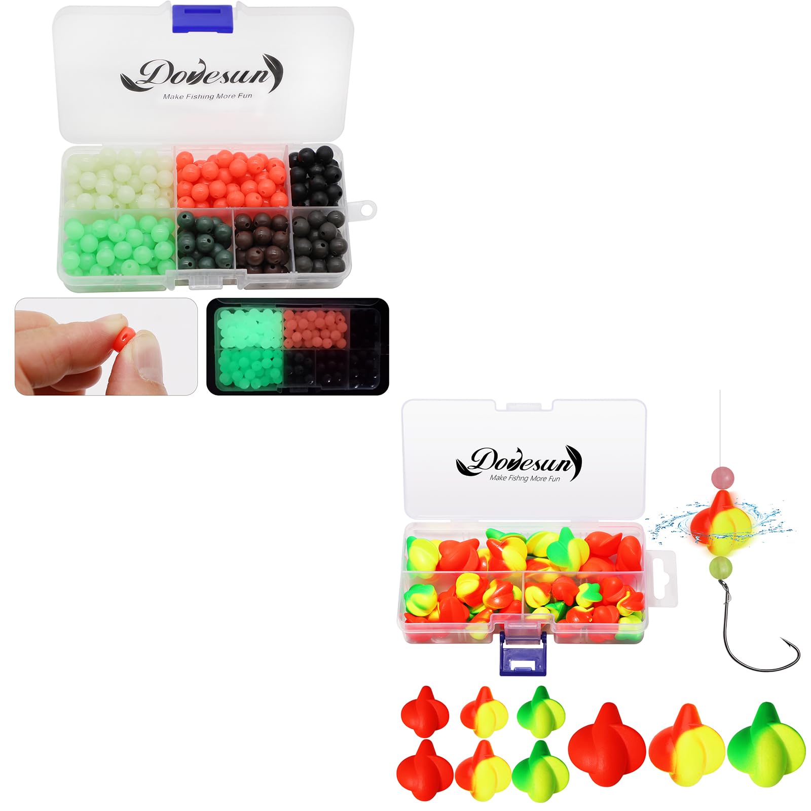 Dovesun Soft Rubber Fishing Beads+Foam Floats Pompano Rigs