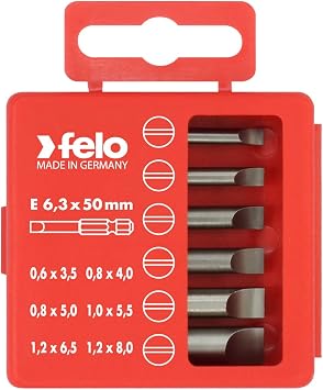 Felo 0715731410 Profi Slotted Bit 6 Piece Box Set, 030 Series