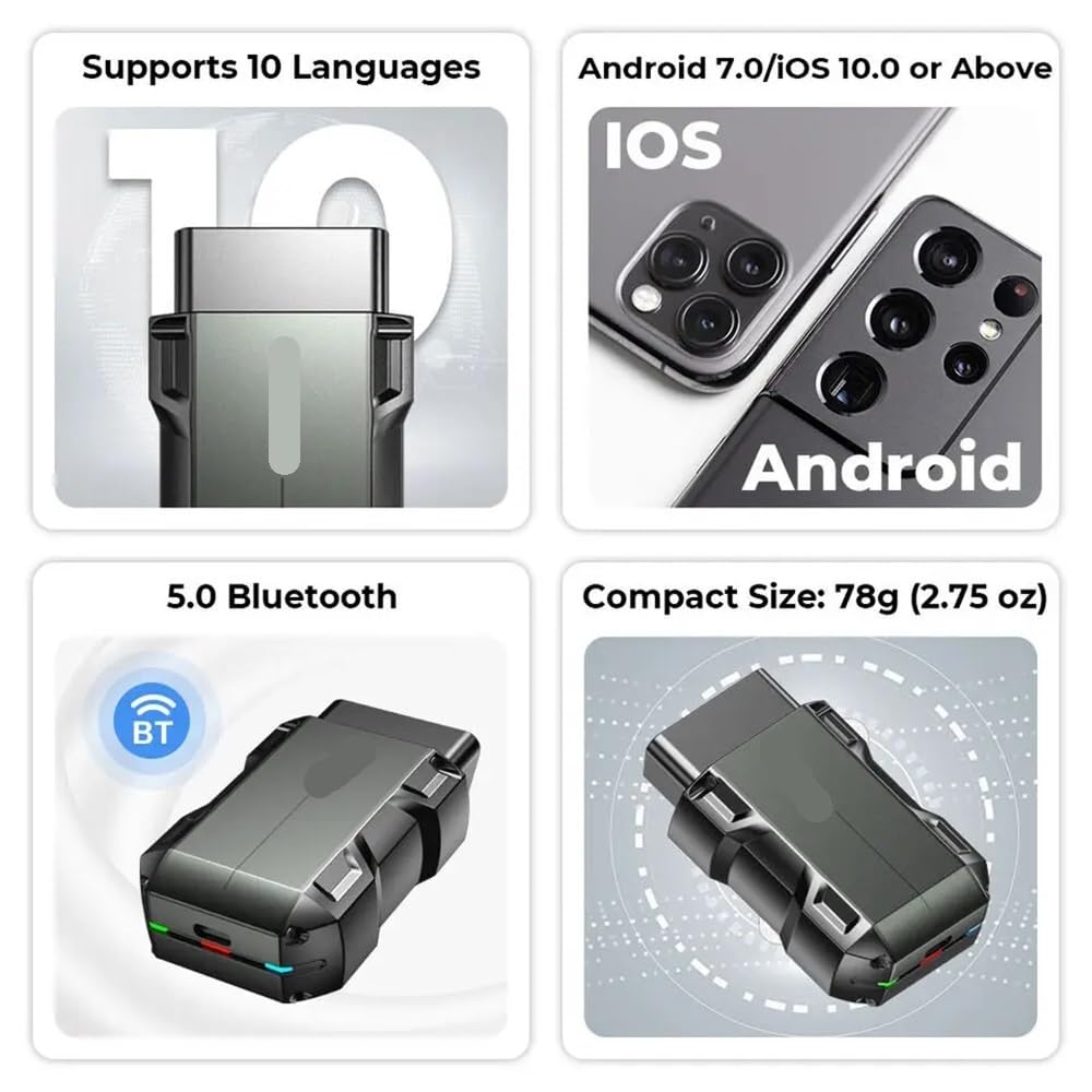 Topscan Lite OBD2 Bluetooth Strumento di diagnostica for auto Scanner 28 Funzioni di ripristino Lettore di codici di sistema completo wireless Test attivo