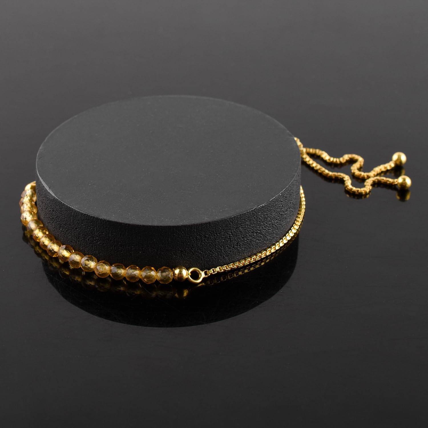 InfinityGemsArt Gemstones Bracelets For Women Birthstone Jewelry Micro Beads Beaded Stone Bolo Slider Crystals Bracelet, 14K Gold Plated Adjustable Chain - Image 4