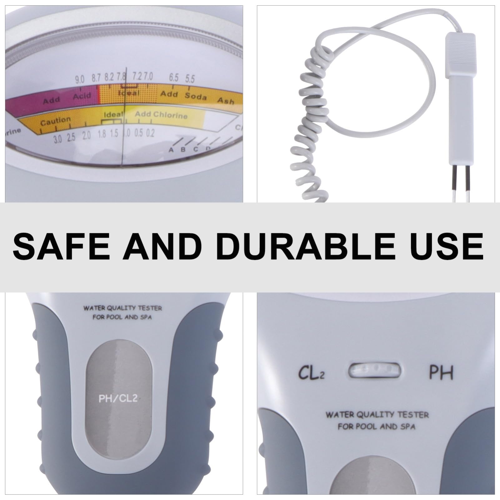 BESPORTBLE Tester per Acqua Digitale Rilevatore di PH Residuo Misuratore di PH per Piscina Kit Tester Elettronico per Piscina Facile da Usare